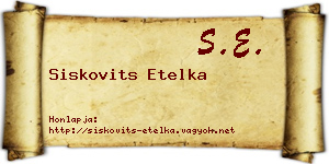 Siskovits Etelka névjegykártya